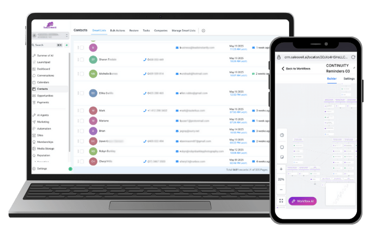 SalesWell CRM on Computer and Mobile